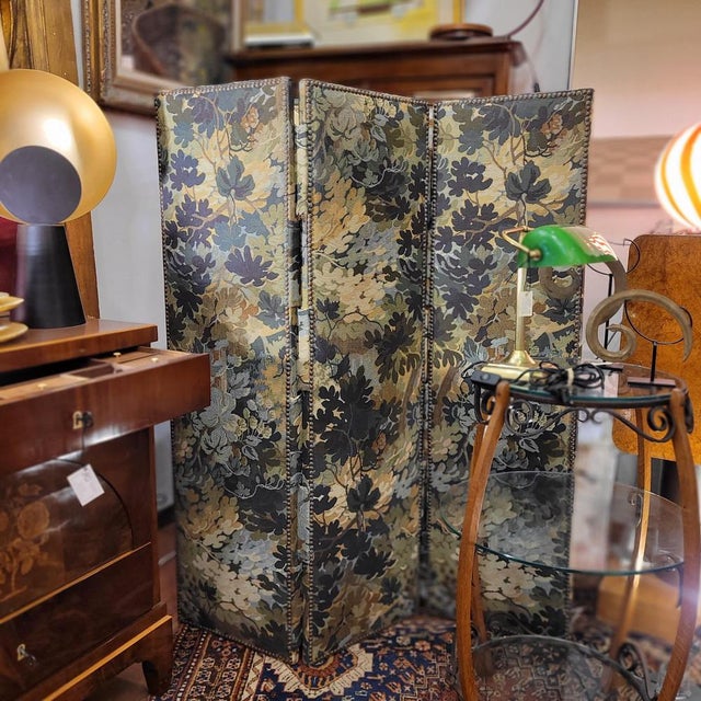Vintage French Three-Panel Screen, 1950s For Sale - Image 3 of 18