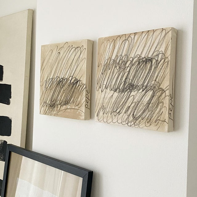 2020s Set of Small Abstract Painting on Canvas For Sale - Image 5 of 6