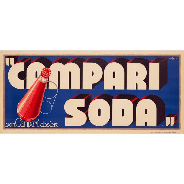 Campari — Kobra Chiozzani — 1934 A vibrant and elegant Italian advertising poster for Campari, designed by Kobra...