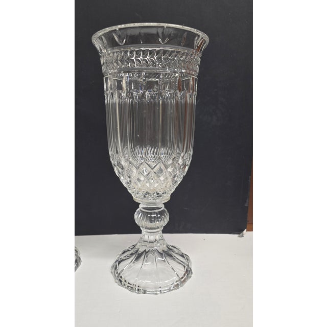 Glass Vintage Hollywood Regency Shannon Crystal Vases a Pair For Sale - Image 7 of 8