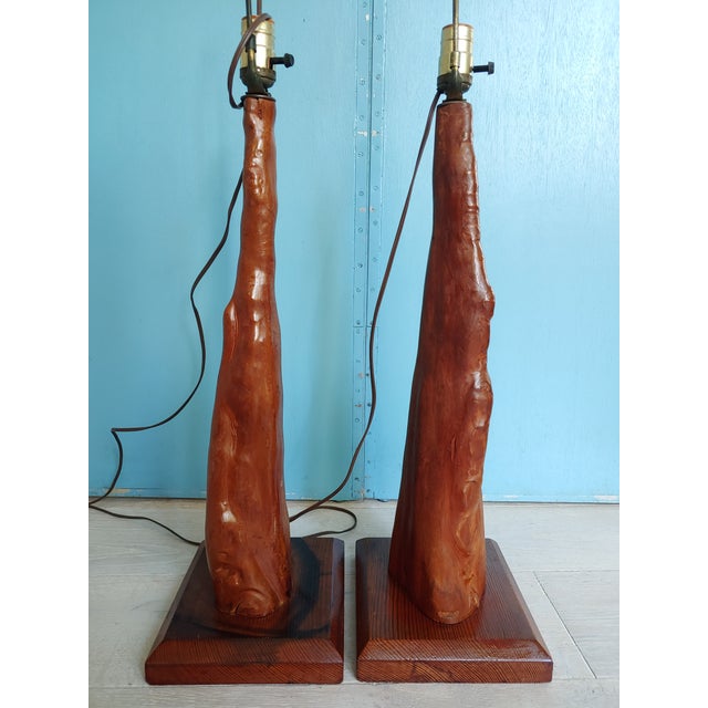Mid-Century Old Florida Cypress Knee Lamps - a Pair For Sale In Greenville, SC - Image 6 of 11