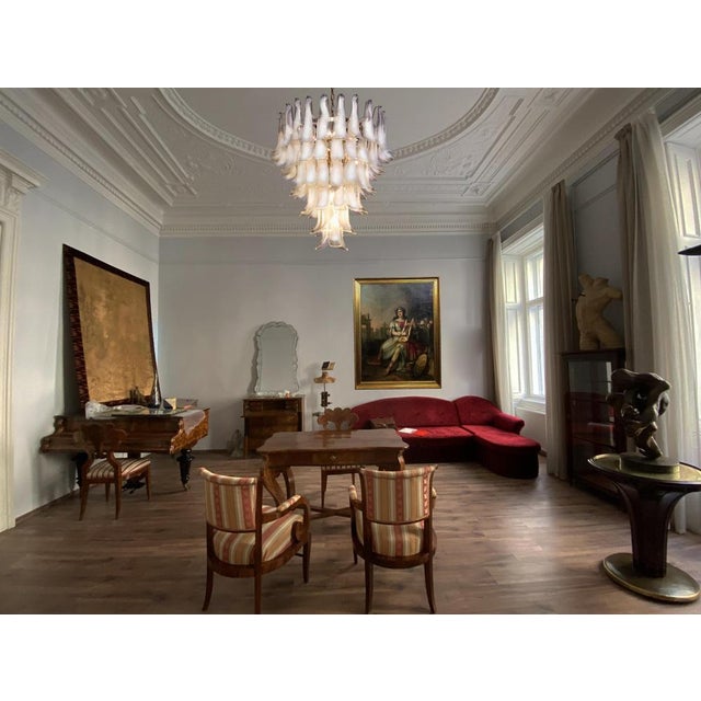 Glass 75 White Petal Chandeliers, Murano, 1990s, Set of 2 For Sale - Image 12 of 18