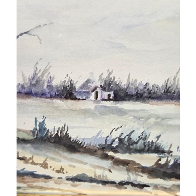 Contemporary Beniamino Camarda “La Nevicata” - "The Snowfall "Original Italian Watercolor For Sale - Image 3 of 7