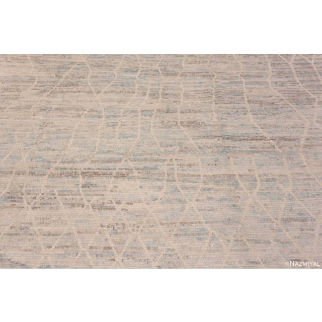 Moroccan Tribal Light Blue Moroccan Berber Beni Ourain Pattern Modern Area Rug For Sale - Image 3 of 6