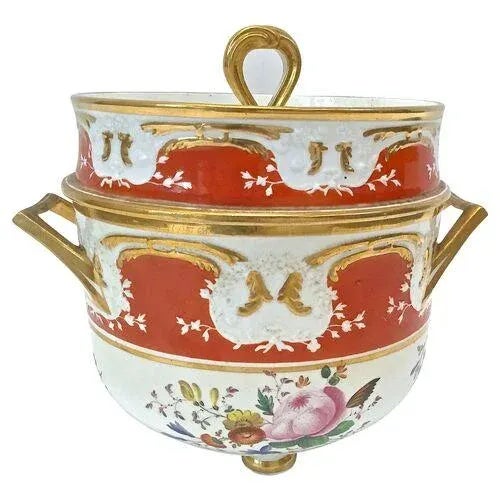 French Antique Floral Porcelain Sorbetière For Sale - Image 3 of 9