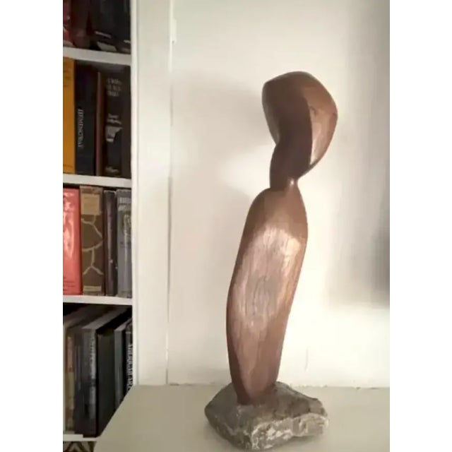 Mid 20th Century Mid Century Wood and Stone Sculpture, Figurine, Decorative Object For Sale - Image 5 of 6