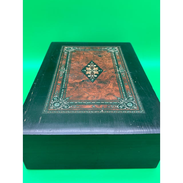 Purple Antique Victorian Writing Slope Lap Desk Portable Box Velvet Interior W/ Key For Sale - Image 8 of 12