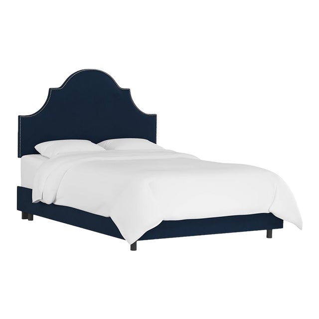 Cal King Bed in Velvet Ink For Sale