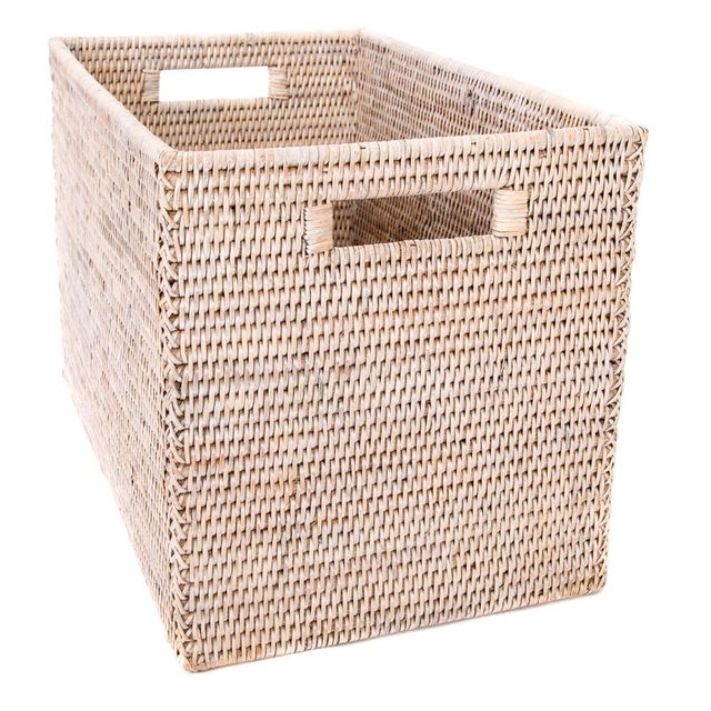 Boho Chic Artifacts Rattan Legal File Storage Box in White Wash For Sale - Image 3 of 8