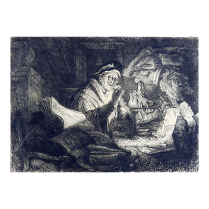 Antique Etching After Rembrandt's Rich Man