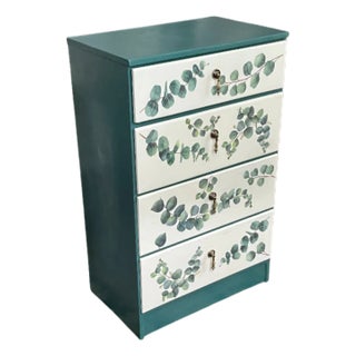 Botanical Themed Pine Chest of Drawers / Dresser For Sale