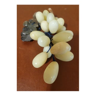 Vintage MCM Stone Green Grape Cluster & Leaves For Sale