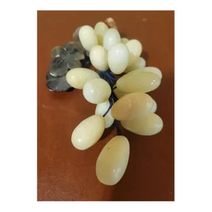 Vintage MCM Stone Green Grape Cluster & Leaves