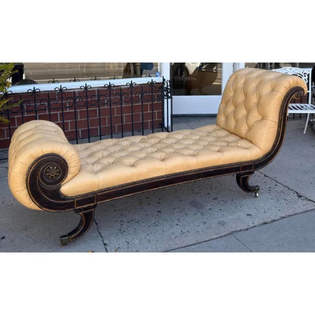 Antique Regency Period Tufted Leather Chaise Lounge c.1810 For Sale - Image 10 of 12