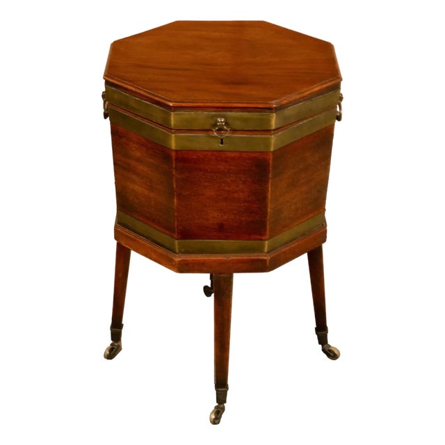 Antique 18th Century Georgian Mahogany & Brass Bound Wine Cooler Cellarette 1780 For Sale