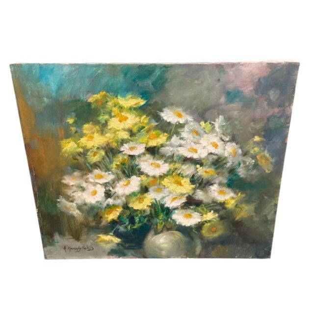 Traditional 1960s Painting Floral Still Life Canvas Art Signed For Sale - Image 3 of 12