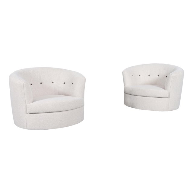 Mid-Century Modern Barrel Back Swivel Lounge Chairs, 1960s For Sale