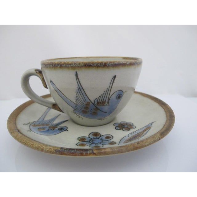 Incredibly sweet Vintage Ken Edwards Mexican pottery, coffee or tea cup and saucer from the El Palomar studio in Tonalá,...