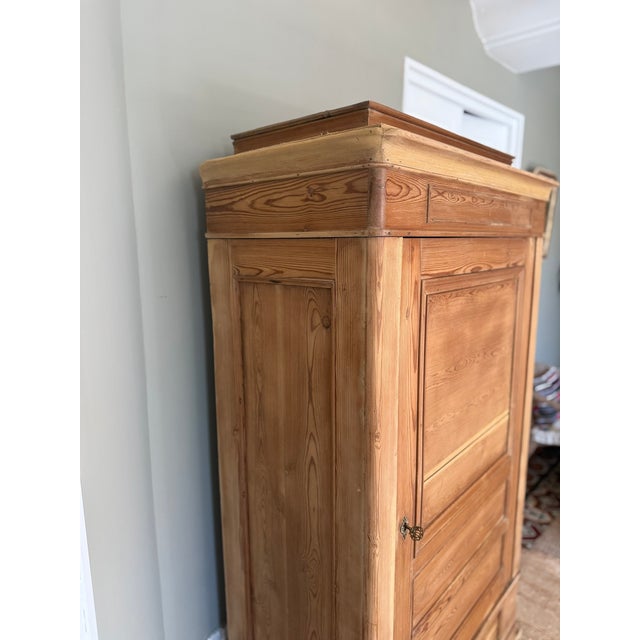 Wood French Country Armoire in Stripped Pine, 19th Century For Sale - Image 7 of 18