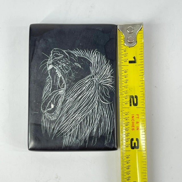 Early 20th Century Early 20th Century Lion Incised Stone Plaque by Mazola Wa Mwashighadi MATTER COLLECTION For Sale - Image 5 of 6