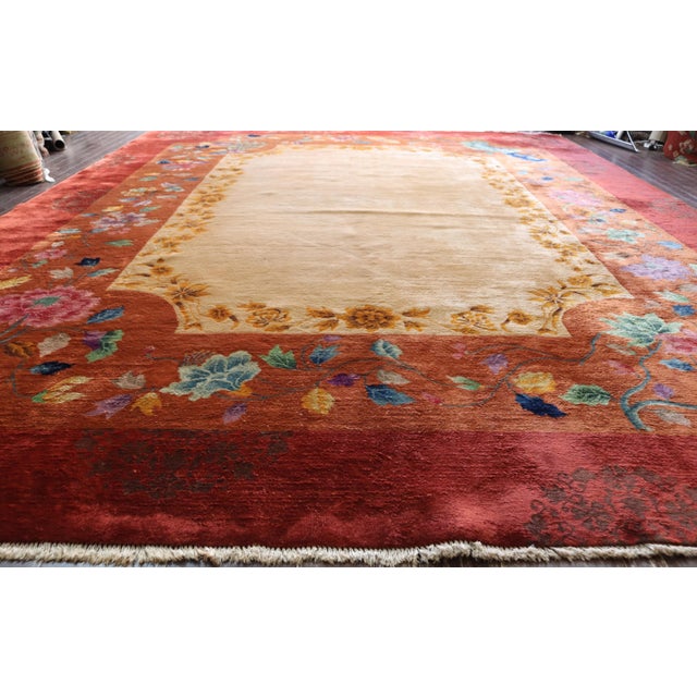 Art Deco Antique Art Deco Chinese Carpet, Unusual, 8'10" X 11'6" For Sale - Image 3 of 11