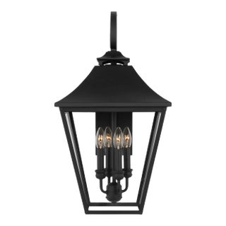 Sean Lavin by Visual Comfort Studio Galena 4-Light Outdoor Large Lantern Sconce in Textured Black For Sale