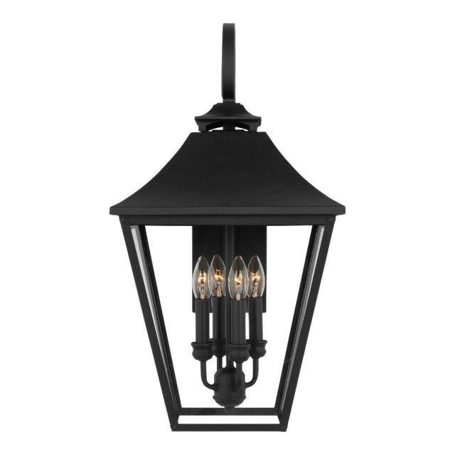 Sean Lavin by Visual Comfort Studio Galena 4-Light Outdoor Large Lantern Sconce in Textured Black For Sale