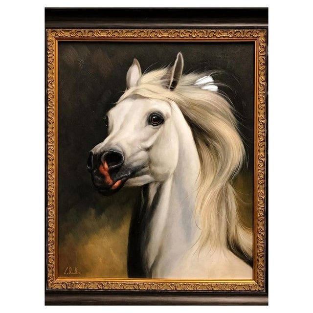 2000 - 2009 Mexican School, Classical Horse, Oil Painting on Canvas For Sale - Image 5 of 5