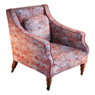 Georgian Open Armchair in Peacock Tail Abstract Upholstery from Howard & Sons, 2010s For Sale