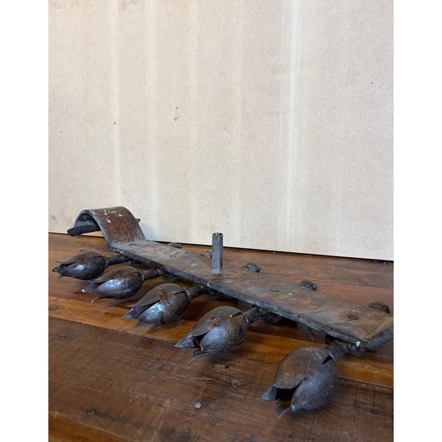 Antique Forged Iron 5-Light Tulip Cup Wall Candle Sconce For Sale - Image 11 of 15