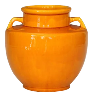 Awaji Pottery Japanese Art Deco Vase With Bright Yellow Monochrome Glaze
