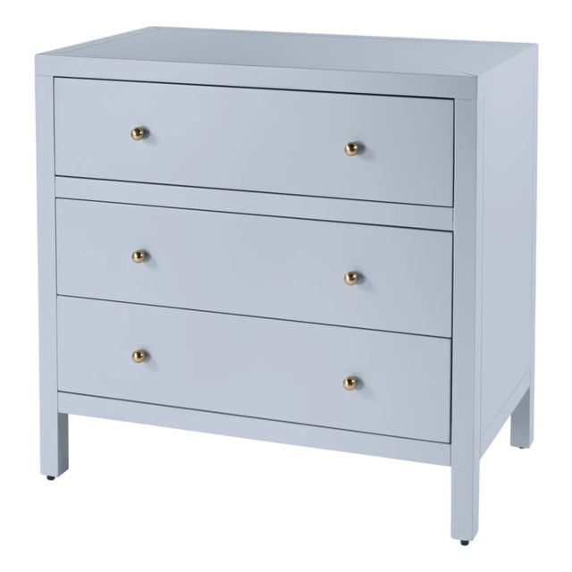 Nora 34 in. W Wood 3 Drawer Chest, Light Blue For Sale