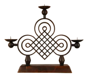 Art Deco Candelabra Wrought Iron French Gilbert Poillerat Blacksmith Hand Crafted Black Tariff Free Delivery