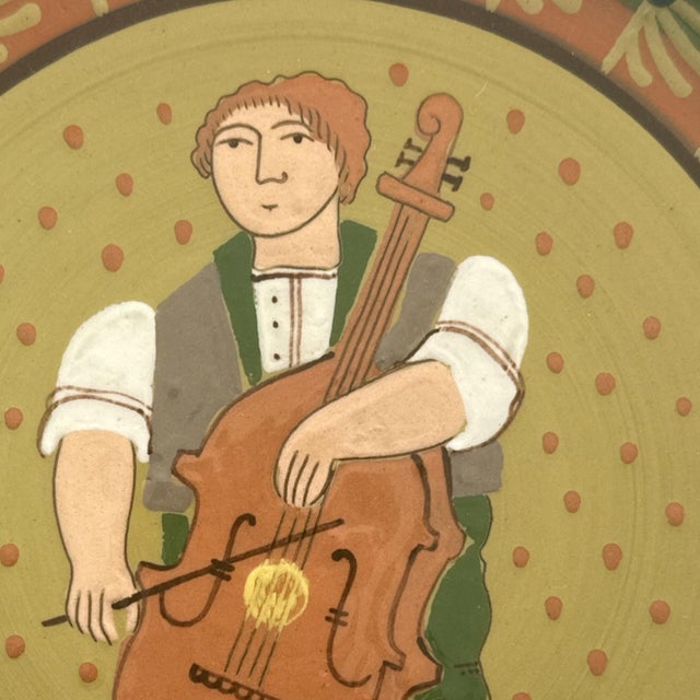 Green Mid 20th Century Swiss Heimatwerk Basel Hand-Painted Folk Art Wall Plates, Set of 3 For Sale - Image 8 of 14