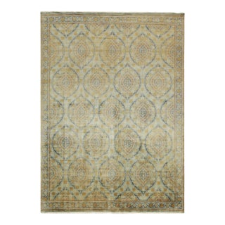 Rug & Kilim’s European Classic Style Rug With Blue and Gold Floral Pattern For Sale