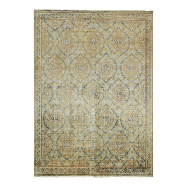 Rug & Kilim’s European Classic Style Rug With Blue and Gold Floral Pattern For Sale
