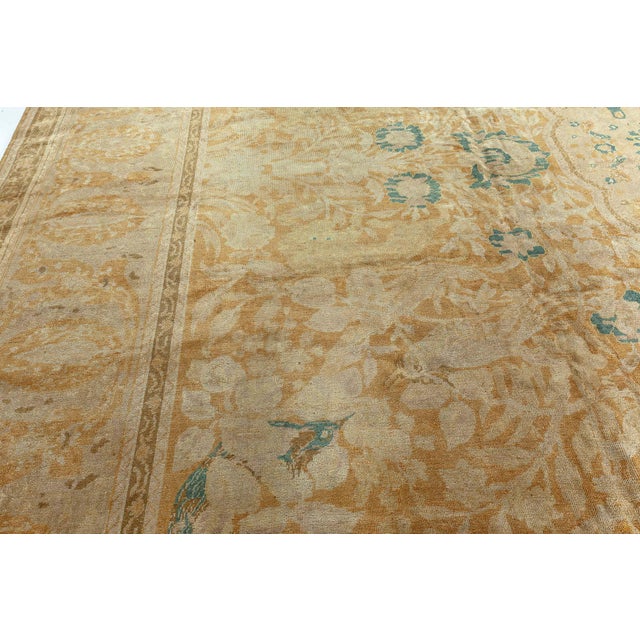 Textile Authentic 19th Century Indian Beige Wool Rug For Sale - Image 7 of 9