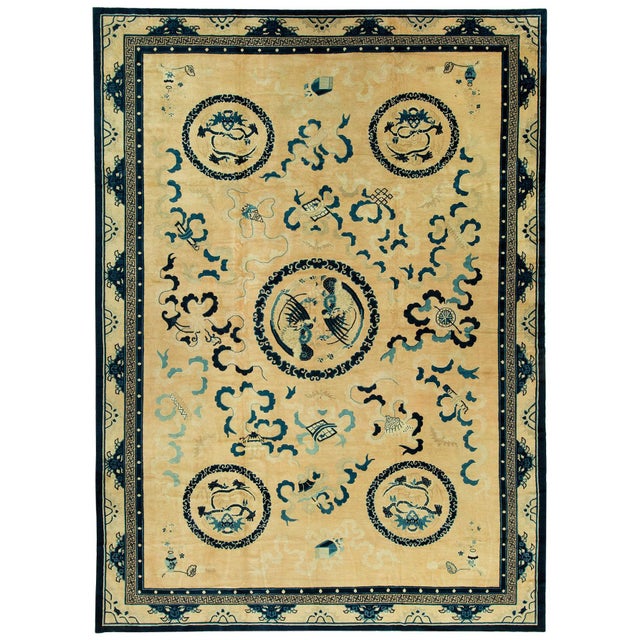 Large Antique Chinese Dragon Rug For Sale - Image 15 of 18