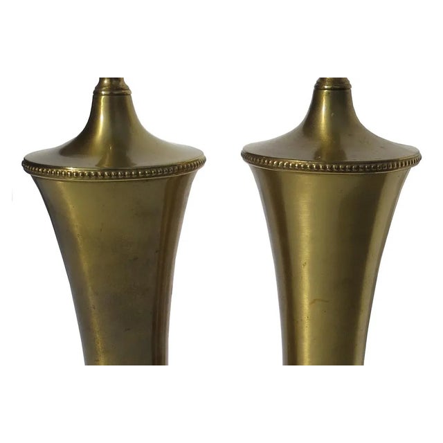 Art Deco Machine Age Brass Table Lamps - a Pair For Sale - Image 9 of 11