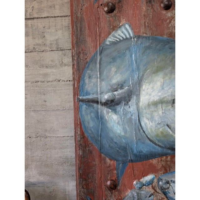 19th Century Spanish Farmhouse Gate with Marine Mural of Tuna For Sale - Image 10 of 18