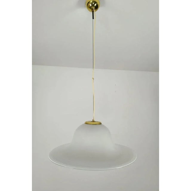 Vintage Suspension Lamp in White Murano Glass, Italy, 1970s For Sale - Image 9 of 9