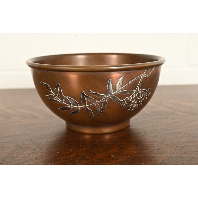 Art Deco Heintz Arts & Crafts Sterling Silver on Bronze Footed Bowl For Sale - Image 3 of 15