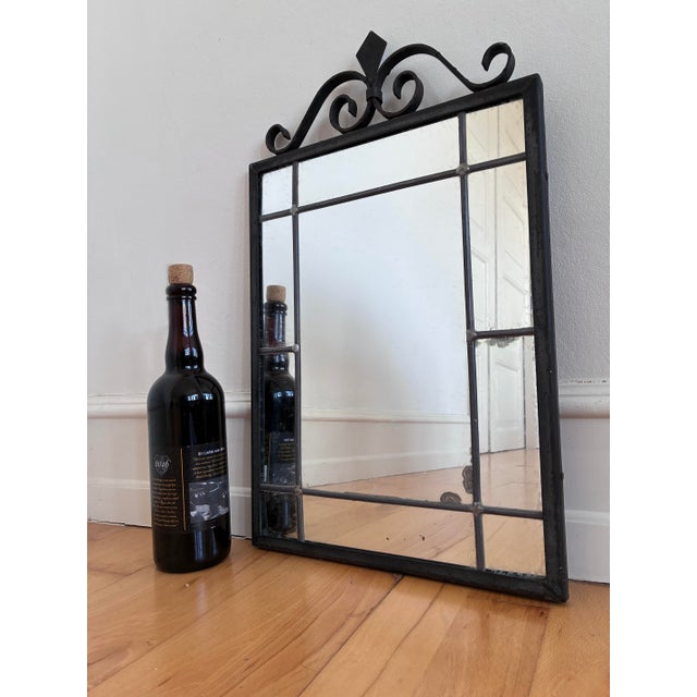 1930s Art Deco Black Wrought Iron Wall Mirror, Belgium, 1930s For Sale - Image 5 of 10