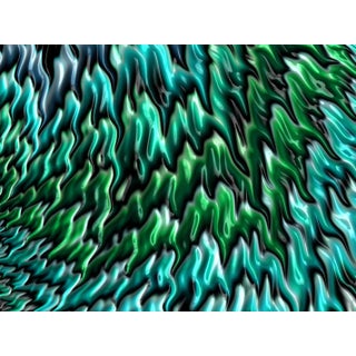 Oxygen, Abstract Dynamic Blue Green Rippled Water Waves Flowing on Black Background, Photographic Paper For Sale