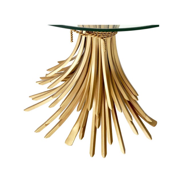 Modern Eichholtz Bonheur Console Table With Antique Gold Iron Base and Bevelled Glass To For Sale - Image 3 of 3