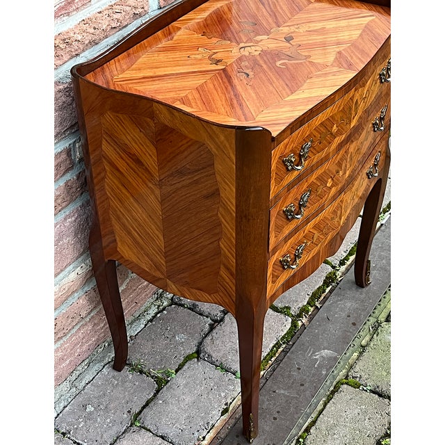 Wood Antique Wood Inlaid Chest of Drawers, 1950s For Sale - Image 7 of 15