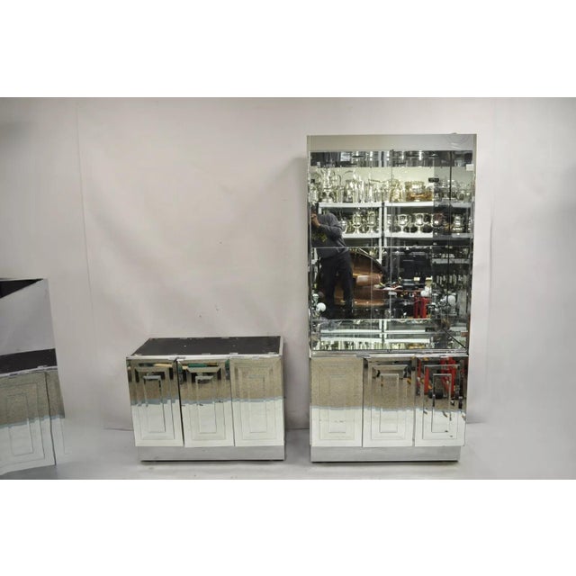 Vintage Hollywood Regency Mirrored Credenza Display Cabinets by Ello - a Pair. Listing includes (2) cabinets with lighted...
