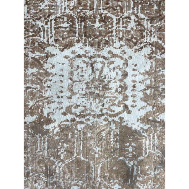 7x9 Ivory Hand-Knotted Wool Distressed Floral Modernist Design Modern Carpet Rug For Sale In New York - Image 6 of 6