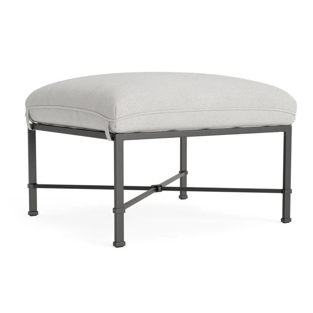 Brown Jordan Venetian Ottoman, Textured Pewter frame with Fusion Dove fabric For Sale - Image 12 of 12