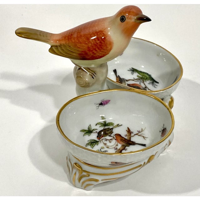 1960s Herend Lady Rothschild Birds & Pearls Double Salt Cellar, Hungary ...